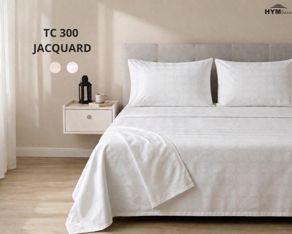 OFFRE Ensemble Draps de Lit Satin 300 Fils 100% Coton Jacquard Blanc