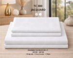 OFFRE Ensemble Draps de Lit Satin 300 Fils 100% Coton Jacquard Blanc