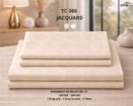 OFFRE Ensemble Draps de Lit Satin 300 Fils 100% Coton Jacquard Biege