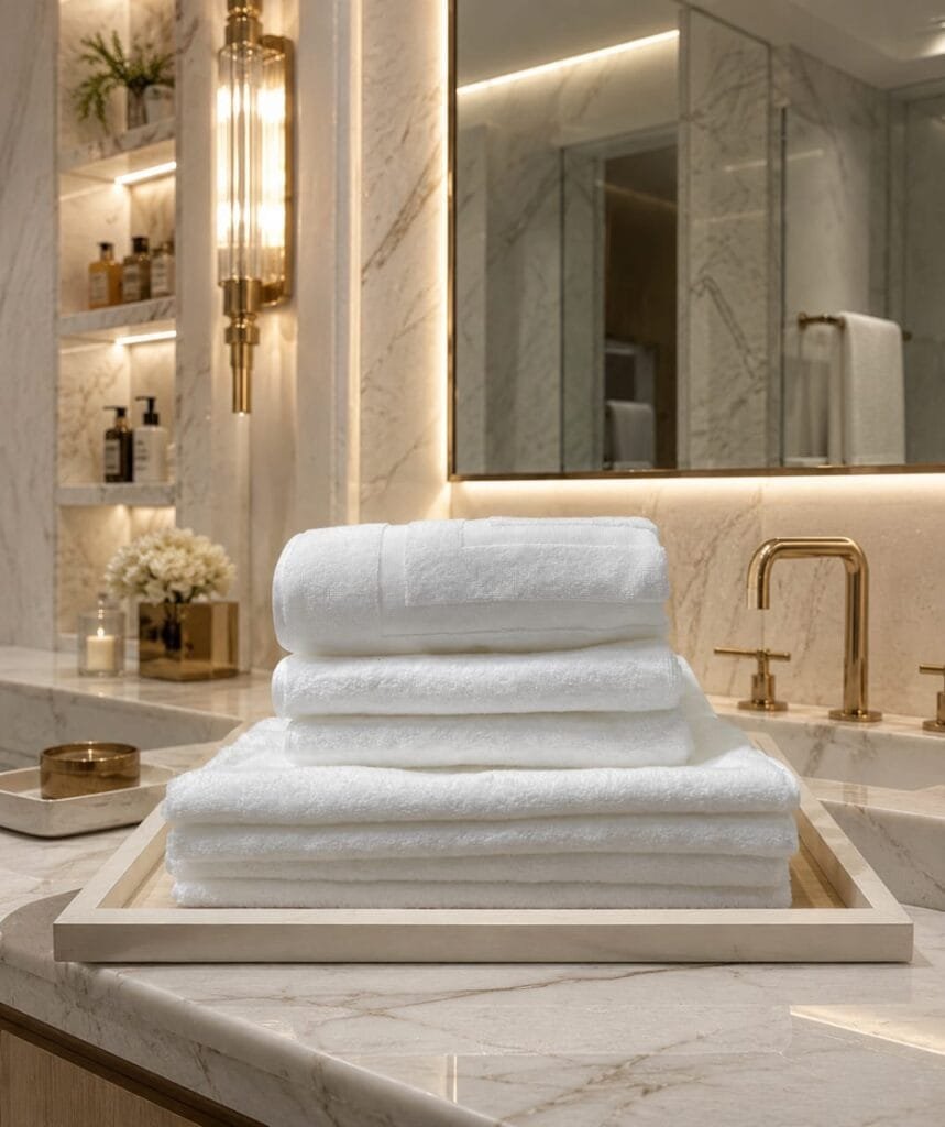 2 DRAPS DE BAIN 70*140+2 SERVIETTES 50*90+2 TAPIS DE BAIN 50*70